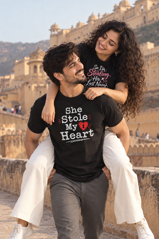 Stealing Hearts & Names | Romantic Couple Tees